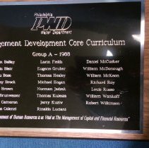 Philadelphia Water Department, Management Development Core Curriculum Group A Plaque