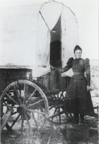 Adelaide Gilmore & her sheepwagon