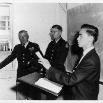 Col. Walter Kraus and General Willard  Wyman visit Vietnamese class, n.d.