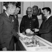 French language students visit the Realia Room to "shop" for food, 1965