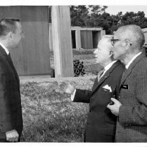 Professors Albov and Texawa in front of Academic Complex, 6 April 1967