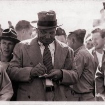 Wallace Beery signs autographs at Fort Ord, 1941-42