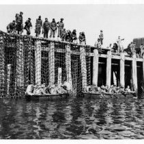 53rd Regiment conducts rope ladder drills at Monterey Wharf, 1940-41