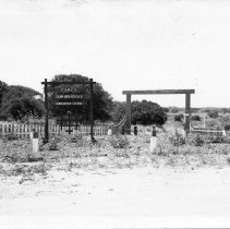 Camp Ord gate with sign for CCC Arkansas Co 750