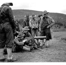 Troops firing machine gun, Camp Ord