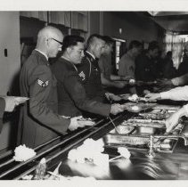 DLIWC Students in food line at an event, 1965.