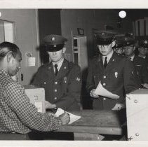 DLIWC: students lined up to check our tape recorders