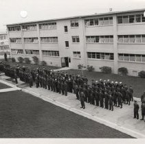 DLIWC: students in formation outside classroom building