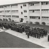DLIWC: students in formation outside classroom building