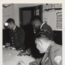 DLIWC: Students studying with a mock battlefield situation in the Realia Room