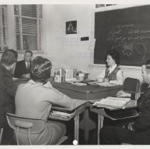 DLI HQ & DLIEC: Students and wives in a French classroom, 1965.