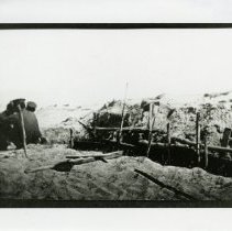 US Army -  soldiers training on the beach near Monterey building entrenchments, nd.