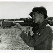 Fort Ord training - soldier firing LAW (light anti-tank weapon)