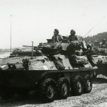 Fort Ord -field maneuvers: driving in armored vehicles