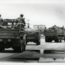 Fort Ord -field maneuvers: convoy of 7th infantry division light vehicles.