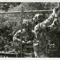 Fort Ord -field maneuvers: soldiers wiring communications