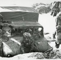 Fort Ord -field maneuvers: Truck in a ditch