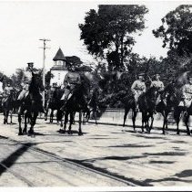 9th Cavalry - mounted on horseback in Pacific Grove, ca.1903.