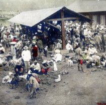 Philippine Insurrection: street market selling dogs for food