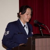 Air Force Staff Sergeant Newton at the Asian Pacific Heritage Month Celebra