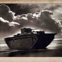 Amphibious tank at Fort Ord during WWII.