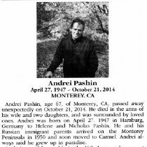 Andrei Pashin obituary, 2014.