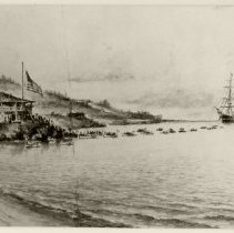 Painting of "Sloat's Landing" in Monterey, as commissioned ca. 1900.