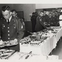DLIWC Students in food line at an event, 1965.