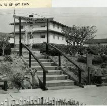 The Oriental Garden; entrance stairway under the Far East Division sign in the Oriental Garden.