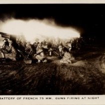 Battery of French 75MM. Guns Firing at Night
