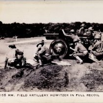 155 MM. Field Artillery Howitzer in Full Recoil