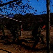 Colored image of soldiers doing a training exercise in a hand grenade cours