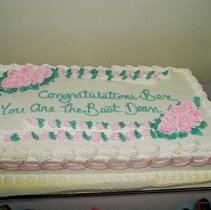 Cake from party for Ben De La Selva's retirement from the Defense Language Institute Foreign Language Center (DLIFLC)