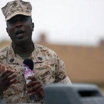 Sergeant Major Kent Speaks to Marines at Soldier Field