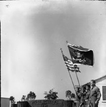 Soldiers Flying Colors of the First Medical Regiment at Fort Ord,1942