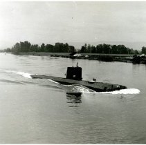 Partially Submerged Submarine in River, 1942-1944