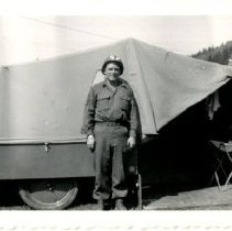 Army Medic in front of his Tent