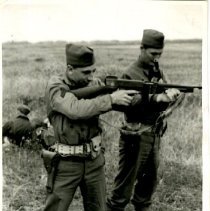 Soldiers Operate a Thompson Submachine Gun at Fort Ord Firing Range