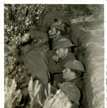 National Guardsmen Shelter during War Games at Camp Ord