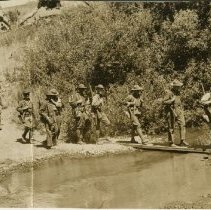 Soldiers in D Company, 30th Infantry Hike at Camp Ord during Field Training