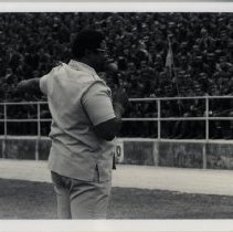 Unknown Man Speaking to a Crowd of Soldiers