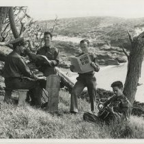 Cast of "Wizard of Ord" Play Pauses during Rehearsal at Point Lobos