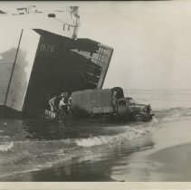 Truck Loaded into a Landing Ship at Fort Ord for Travel to Fort Lewis