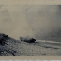 Amphibious Vehicle Drives Across Beach at Fort Ord
