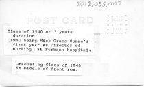 Class Photo, 1940 Burbank Nursing School (reverse)