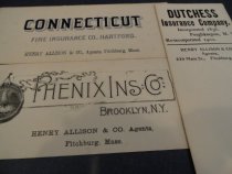 Ink blotters for Henry Allison Insurance Company
229 Main Street
Fitchburg