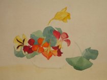 Unfinished Watercolor of Flowers in Pot