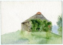 Watercolor House and Trees