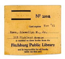 Fitchburg Public Library Card 1951