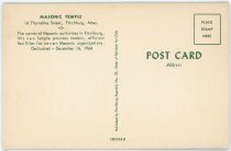 Masonic Temple at 16 Thorndike St. back of postcard